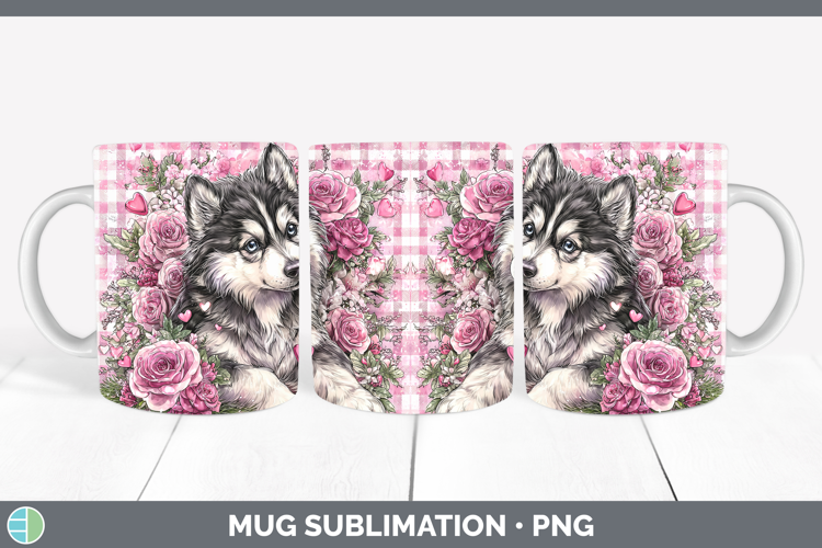 Husky Dogs 02 Checker Valentine Mug Wrap Sublimation Design