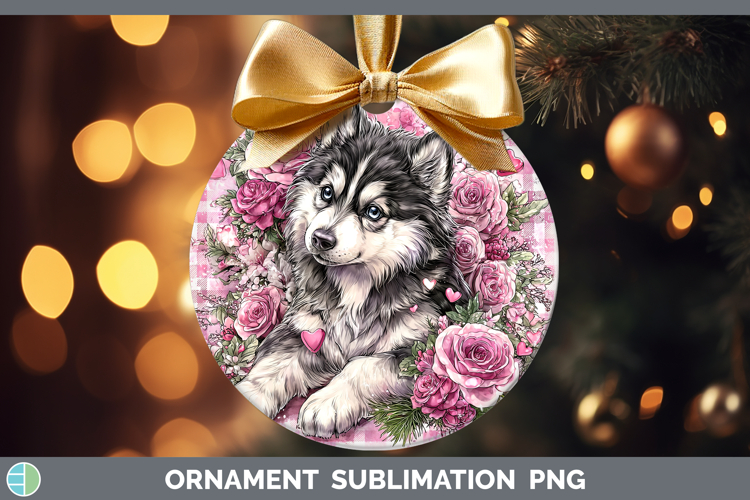 Husky Dogs 02 Checker Valentine Ornament Sublimation Design