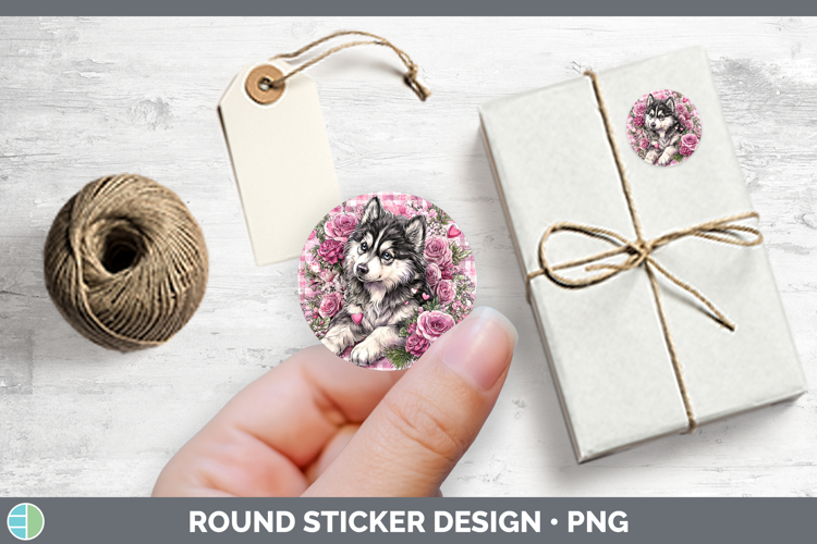 Husky Dogs 02 Checker Valentine Stickers Design