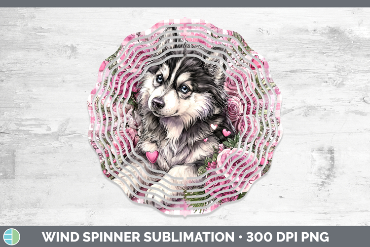 Husky Dogs 02 Checker Valentine Wind Spinner Sublimation Des