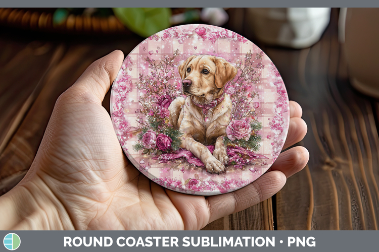 Labrador Retriever Dogs 02 Checker Valentine Round Coaster S