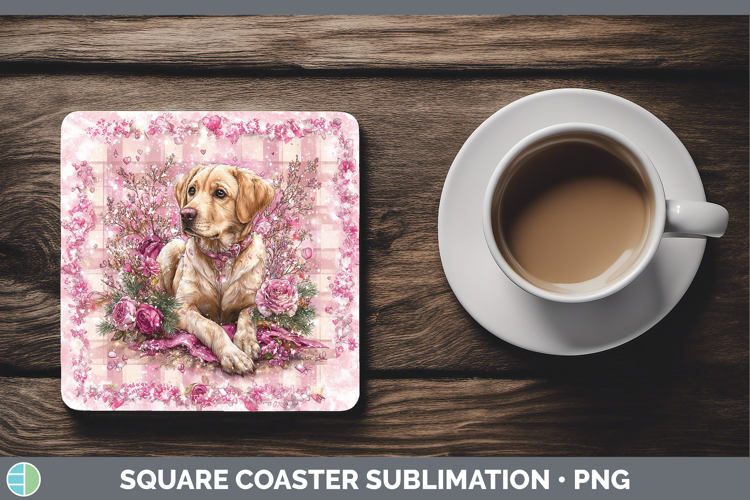 Labrador Retriever Dogs 02 Checker Valentine Square Coaster