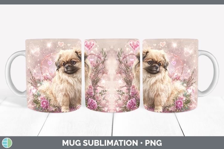 Pekingese Dogs 02 Checker Valentine Mug Wrap Sublimation Des