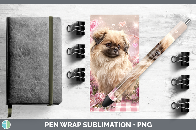 Pekingese Dogs 02 Checker Valentine Pen Wrap Sublimation Des