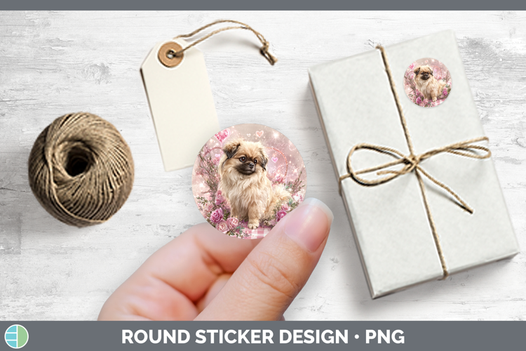 Pekingese Dogs 02 Checker Valentine Stickers Design
