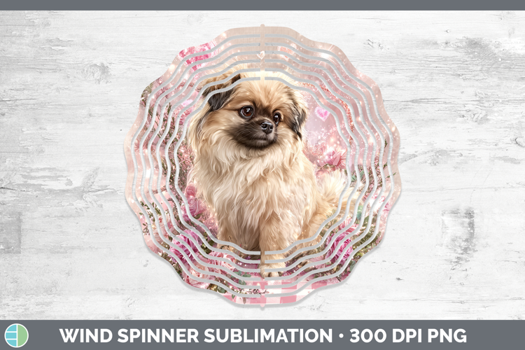 Pekingese Dogs 02 Checker Valentine Wind Spinner Sublimation