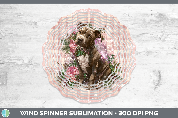 Pit Bull Dogs 02 Checker Valentine Wind Spinner Sublimation