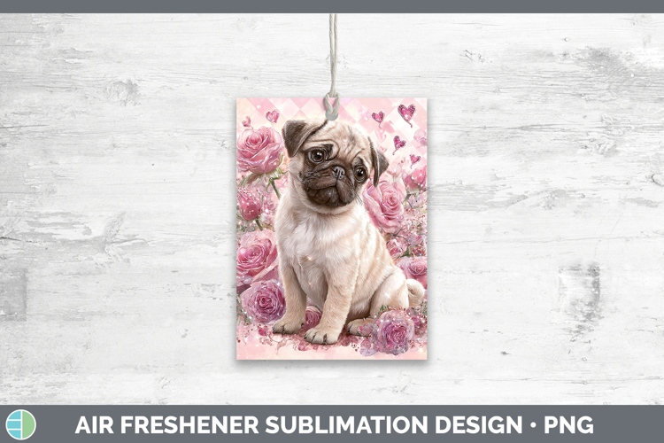 Pug Dogs 02 Checker Valentine Air Freshener Sublimation Desi