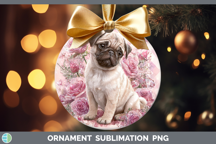 Pug Dogs 02 Checker Valentine Ornament Sublimation Design