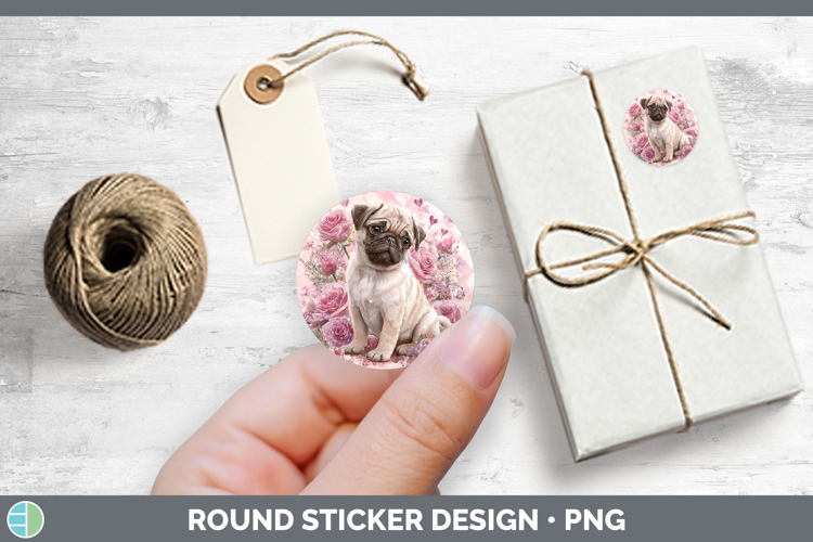 Pug Dogs 02 Checker Valentine Stickers Design