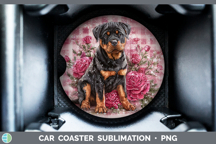 Rottweiler Dogs 02 Checker Valentine Car Coaster Sublimation