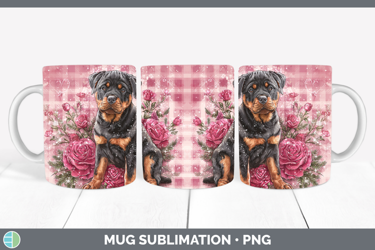Rottweiler Dogs 02 Checker Valentine Mug Wrap Sublimation De