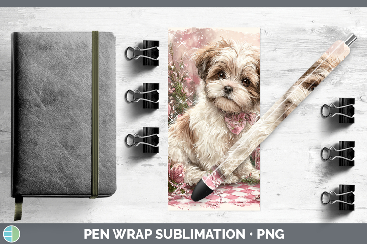 Shih Tzu Dogs 02 Checker Valentine Pen Wrap Sublimation Desi