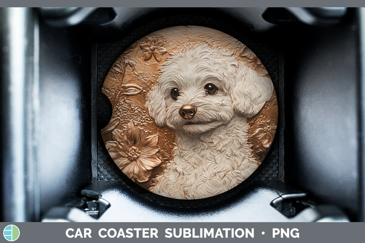 Dogs 02 Copper Relief Bichon Frise Car Coaster Sublimation