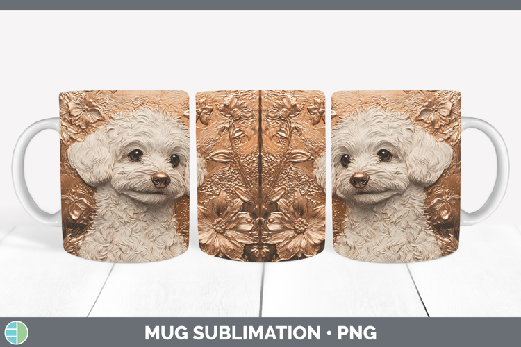 Dogs 02 Copper Relief Bichon Frise Mug Wrap Sublimation Coff