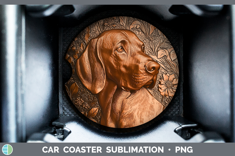Dogs 02 Copper Relief Bloodhound Car Coaster Sublimation De
