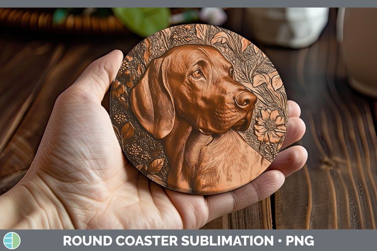 Dogs 02 Copper Relief Bloodhound Round Coaster Sublimation C