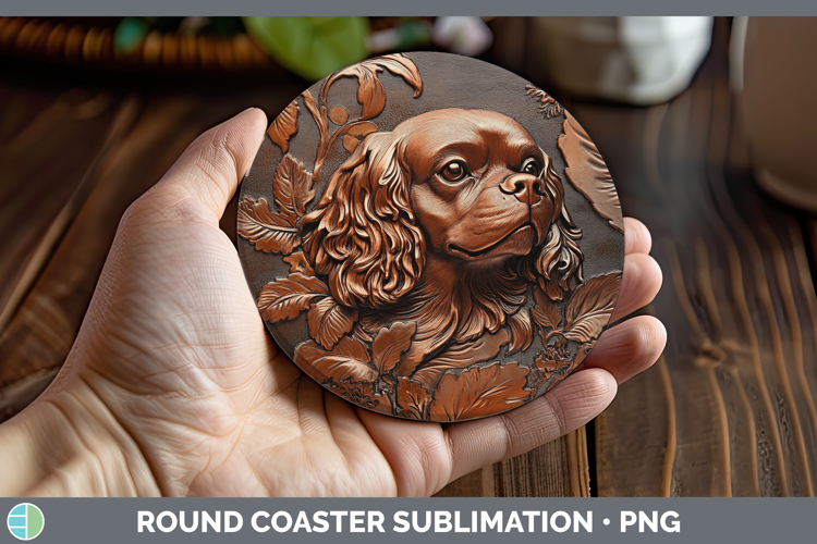 Dogs 02 Copper Relief Cavalier King Charles Spaniel Round Co
