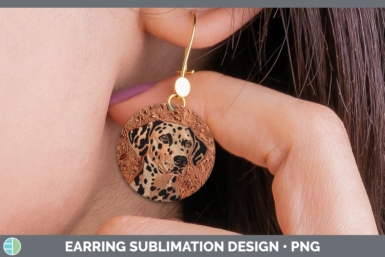Dogs 02 Copper Relief Dalmatian Round Earrings Sublimation E