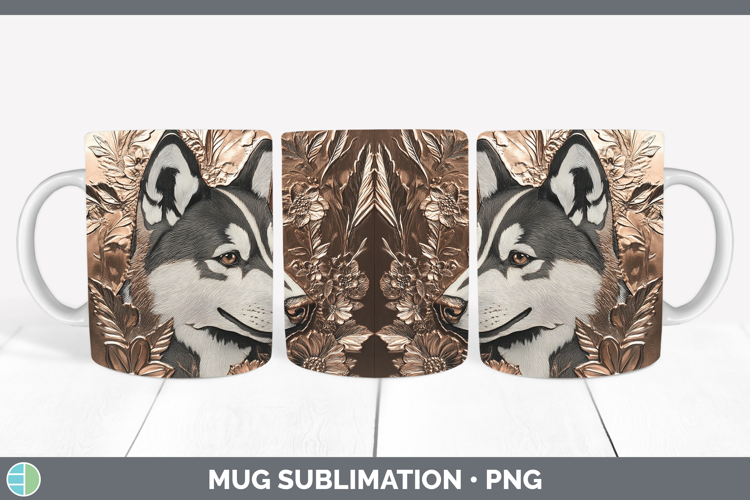 Dogs 02 Copper Relief Husky Mug Wrap Sublimation Coffee Cup
