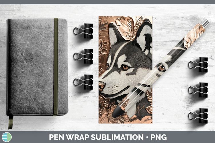 Dogs 02 Copper Relief Husky Pen Wrap Sublimation Pen Designs