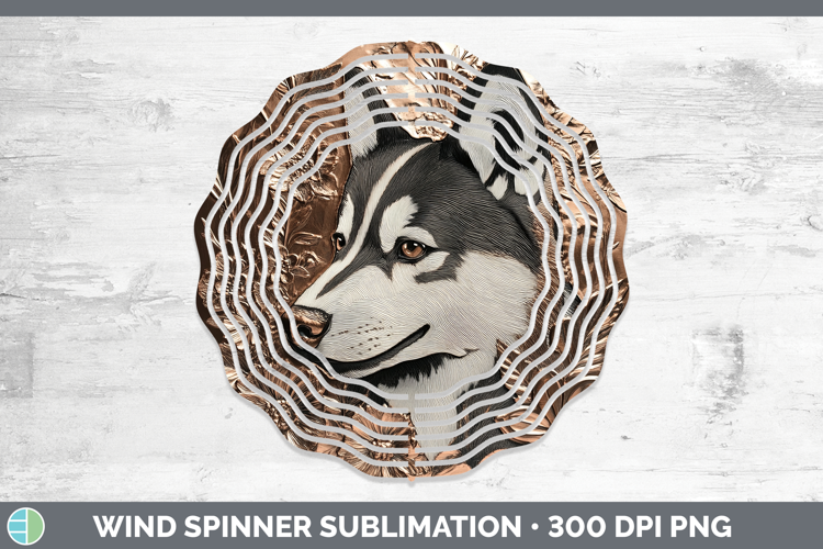 Dogs 02 Copper Relief Husky Wind Spinner Sublimation Spinner
