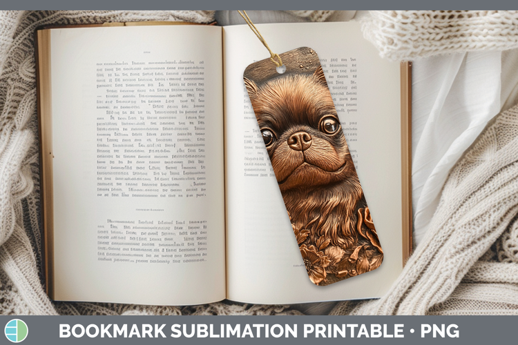 Dogs 02 Copper Relief Pekingese Bookmark Sublimation Printab