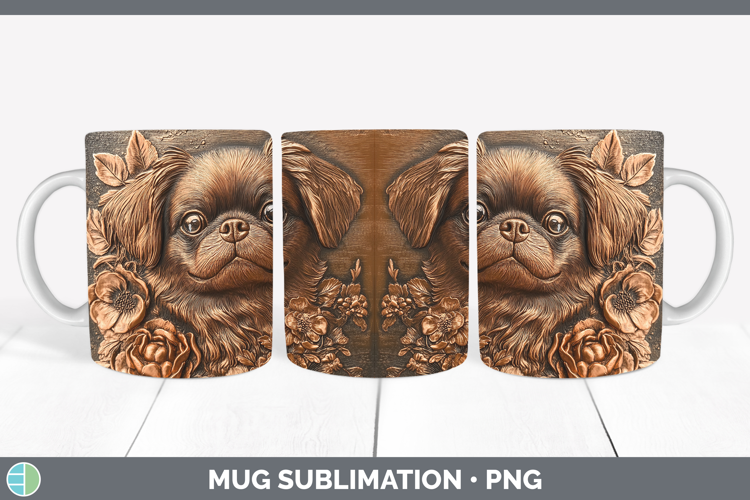 Dogs 02 Copper Relief Pekingese Mug Wrap Sublimation Coffee