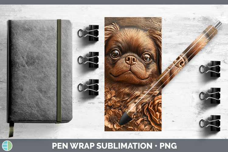 Dogs 02 Copper Relief Pekingese Pen Wrap Sublimation Pen Des