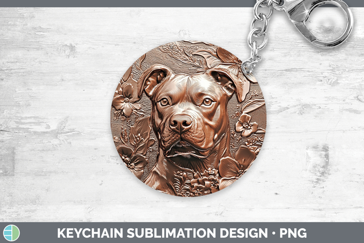 Dogs 02 Copper Relief Pit Bull Keychain Sublimation Keyring