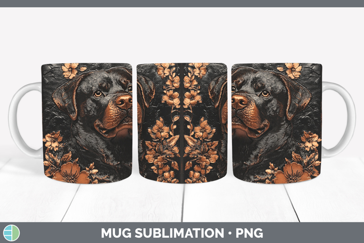 Dogs 02 Copper Relief Rottweiler Mug Wrap Sublimation Coffee