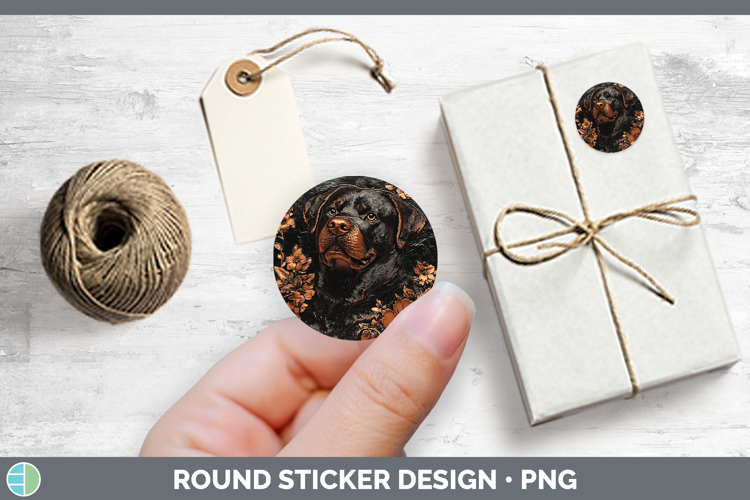 Dogs 02 Copper Relief Rottweiler Stickers | Round Labels Des