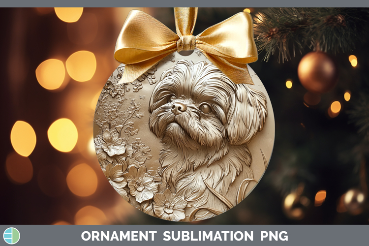 Dogs 02 Copper Relief Shih Tzu Ornament Sublimation Bauble D