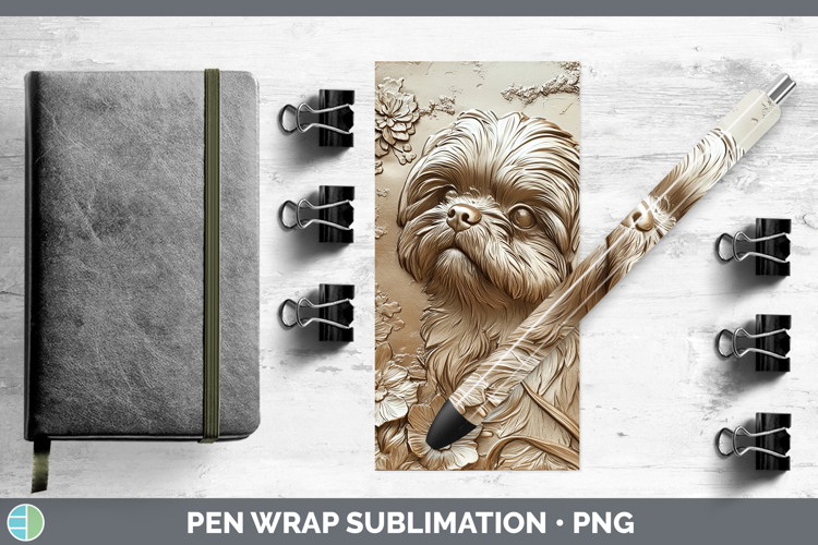 Dogs 02 Copper Relief Shih Tzu Pen Wrap Sublimation Pen Desi