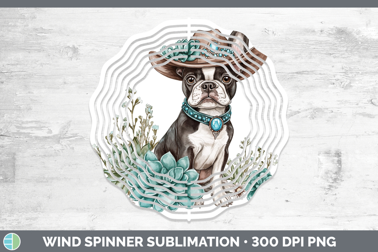 Dogs 02 Country Western Boston Terrier Wind Spinner Sublimat