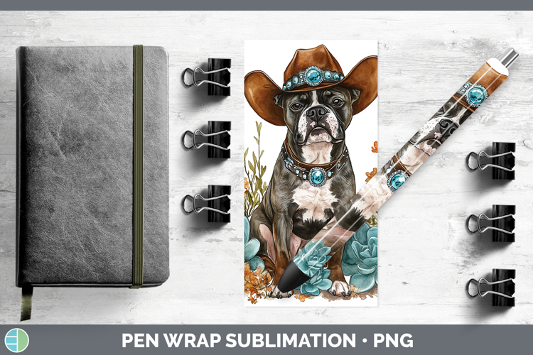 Dogs 02 Country Western Boxer Pen Wrap Sublimation Pen Desig