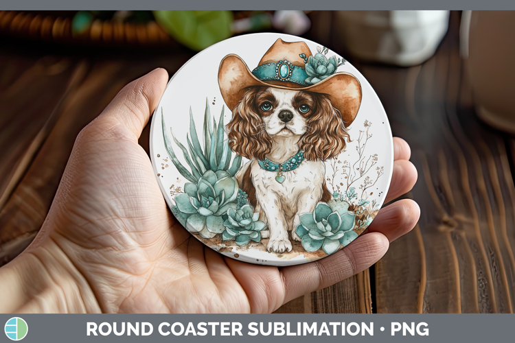Dogs 02 Country Western Cavalier King Charles Spaniel Round
