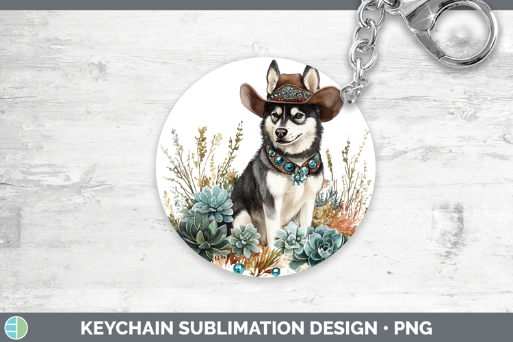 Dogs 02 Country Western Husky Keychain Sublimation Keyring D