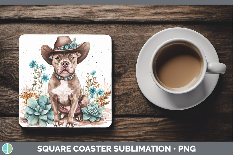 Dogs 02 Country Western Pit Bull Square Coaster Sublimation