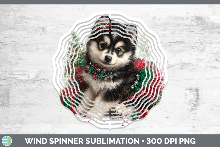 Alaskan Malamute Dogs 02 Cute Christmas Wind Spinner Sublima