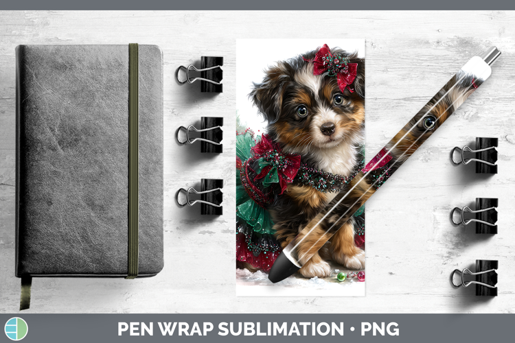 Australian Shepherd Dogs 02 Cute Christmas Pen Wrap Sublimat