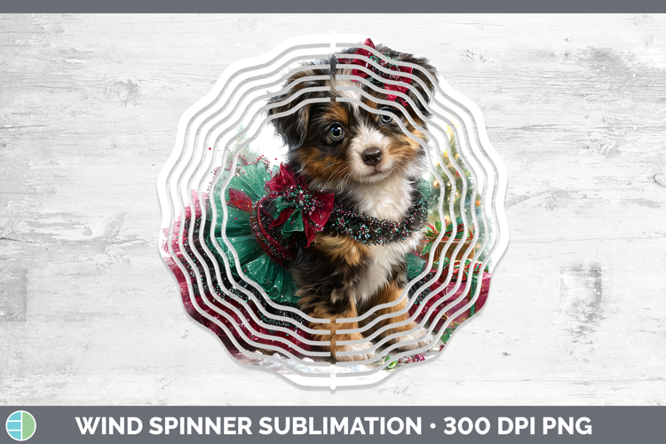 Australian Shepherd Dogs 02 Cute Christmas Wind Spinner Subl