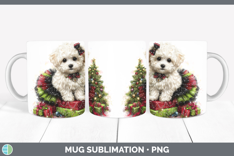 Bichon Frise Dogs 02 Cute Christmas Mug Wrap Sublimation Des