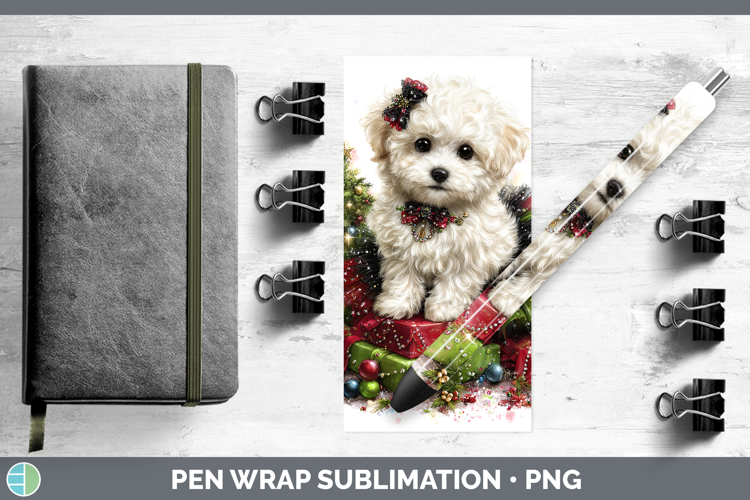 Bichon Frise Dogs 02 Cute Christmas Pen Wrap Sublimation Des