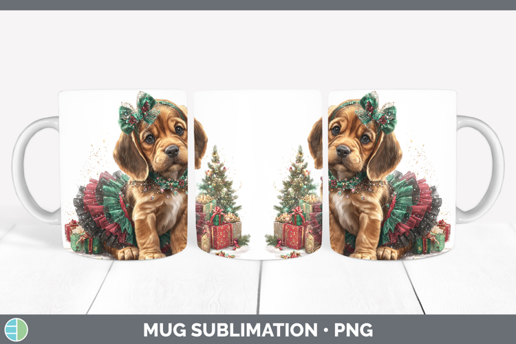 Bloodhound Dogs 02 Cute Christmas Mug Wrap Sublimation Desig