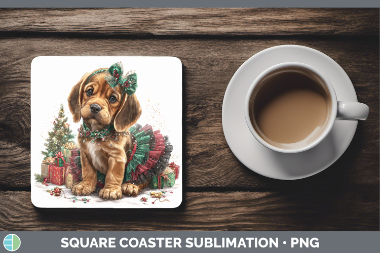 Bloodhound Dogs 02 Cute Christmas Square Coaster Sublimation