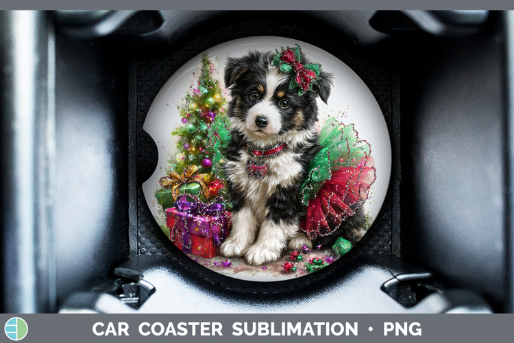 Border Collie Dogs 02 Cute Christmas Car Coaster Sublimation