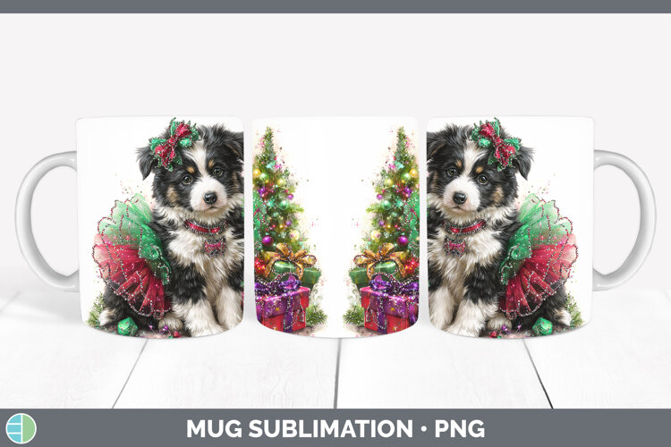 GorgeousDogs 02 Cute Christmas Mug Wrap design.