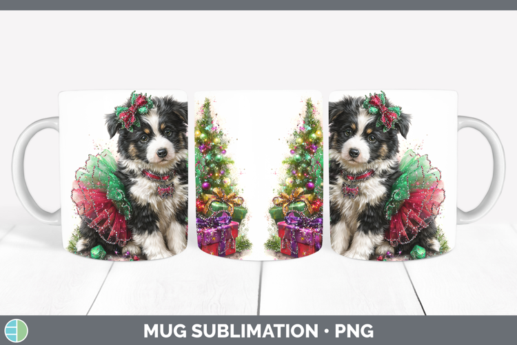 Border Collie Dogs 02 Cute Christmas Mug Wrap Sublimation De