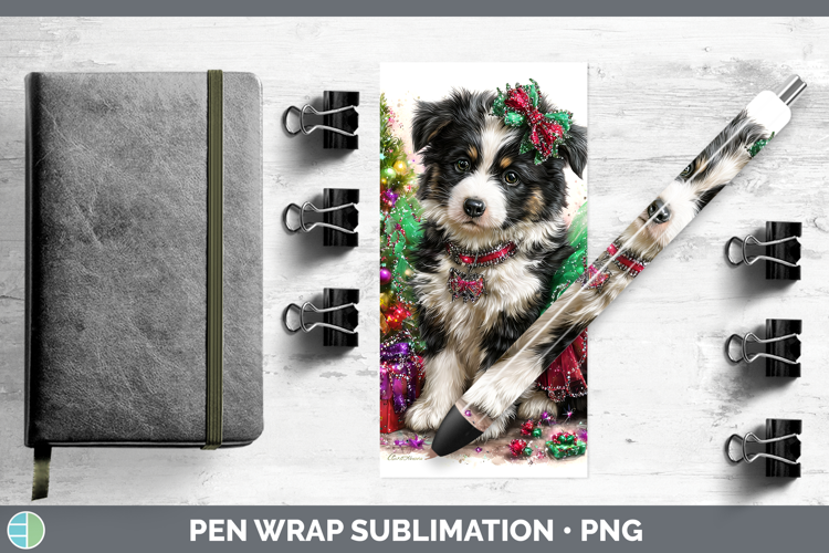 Border Collie Dogs 02 Cute Christmas Pen Wrap Sublimation De